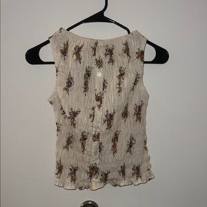Floral Sleeveless Top - Cream
